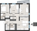 Четырехкомнатная квартира в ЖК ЖК Ньютон, 86,98 м², 14 928 338руб. 