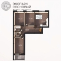 Трехкомнатная квартира в ЖК Экопарк Сосновый, 75,46 м², 12 571 340руб. Жилой комплекс Экопарк Сосновый