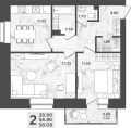Двухкомнатная квартира в ЖК Дом на Анри, 58,08 м², 5 169 120руб. Жилой комплекс Дом на Анри