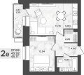 Двухкомнатная квартира в ЖК Дом на Анри, 45,17 м², 4 155 640руб. 