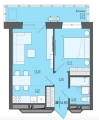 Двухкомнатная квартира в ЖД ЖД Ясно дом на Есенина, 9а, 34,8 м², 3 816 000руб. 