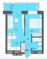 Двухкомнатная квартира в ЖД ЖД Ясно дом на Есенина, 9а, 31,52 м², 3 796 000руб. 