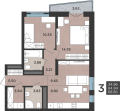 Трехкомнатная квартира в ЖК ЖК Ньютон, 68,56 м², 8 518 050руб. 