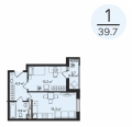 Однокомнатная квартира в ЖД Талисман, 39,7 м², 5 100 000руб. Жилой дом Талисман