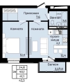 Двухкомнатная квартира в ЖД ЖД Меридиан, 41,1 м², 4 138 770руб. 