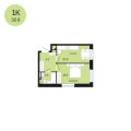 Однокомнатная квартира в ЖК ЖК Новый район «Красное яблоко», 32,8 м², 3 250 000руб. 