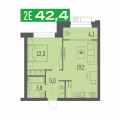 Двухкомнатная квартира в ЖД Грин Парк, 42,4 м², 7 209 000руб. Жилой дом Грин Парк