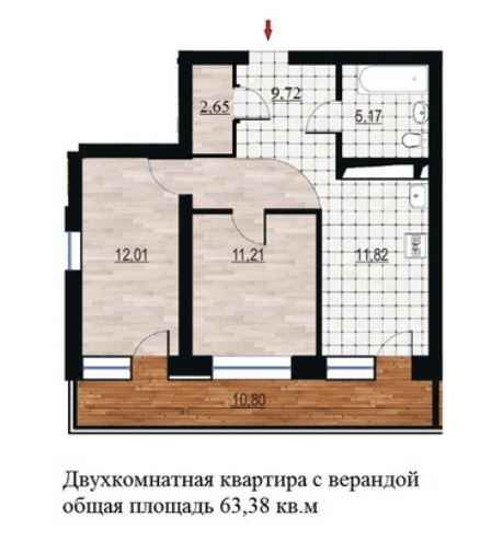 Планировка Двухкомнатная квартира в Жилой дом Курья Парк