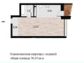 Однокомнатная квартира в ЖД Курья Парк, 50,19 м², 7 377 930руб. 