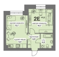 Двухкомнатная квартира в ЖД Грильяж, 41,5 м², 5 810 000руб. Жилой дом Грильяж
