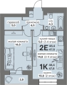 Двухкомнатная квартира в ЖД Грильяж, 47,8 м², 6 931 000руб. Жилой дом Грильяж