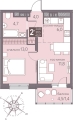 Планировка Двухкомнатная квартира в Жилой комплекс Теплые кварталы «Погода»