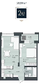 Двухкомнатная квартира в ЖД PRIME, 50,04 м², 8 907 120руб. Жилой дом PRIME