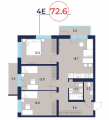 Четырехкомнатная квартира в ЖД Викинг, 72,6 м², 9 659 000руб. Жилой дом Викинг