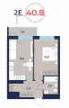 Двухкомнатная квартира в ЖД ЖД Викинг, 40,8 м², 6 449 000руб. 