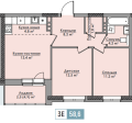 Трехкомнатная квартира в ЖК ПАРМА, 58,6 м², 8 528 500руб. Жилой комплекс ПАРМА