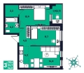 Трехкомнатная квартира в ЖК МЫ. Клубный пригород, 56,8 м², 8 360 960руб. Жилой комплекс МЫ. Клубный пригород