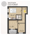 Двухкомнатная квартира в ЖК Экопарк Сосновый, 60,53 м², 7 810 185руб. 
