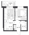 Двухкомнатная квартира в ЖК ПАРМА, 42,1 м², 7 292 900руб. Жилой комплекс ПАРМА