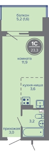 Планировка Студияая квартира в Жилой комплекс МИР