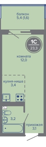 Планировка Студияая квартира в Жилой комплекс МИР