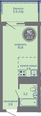 Планировка Студияая квартира в Жилой комплекс МИР