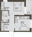 Однокомнатная квартира в ЖК ГРИН ПАРК Новые кварталы, 35,9 м², 6 244 000руб. Жилой комплекс ГРИН ПАРК Новые кварталы