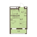 Студияая квартира в ЖК ГРИН ПАРК Новые кварталы, 25,3 м², 4 841 000руб. 