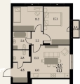 Трехкомнатная квартира в ЖД Биография. Клубный дом, 61,3 м², 9 195 000руб. Жилой дом Биография. Клубный дом