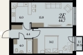 Двухкомнатная квартира в ЖД ЖД Биография. Клубный дом, 44,7 м², 7 017 900руб. 