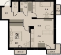 Трехкомнатная квартира в ЖД ЖД Биография. Клубный дом, 66,5 м², 10 440 500руб. 