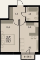 Двухкомнатная квартира в ЖД ЖД Биография. Клубный дом, 39,7 м², 6 431 400руб. 