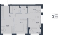 Трехкомнатная квартира в ЖД ЮГ на Беляева, 55 м², 9 069 500руб. Жилой дом ЮГ на Беляева