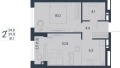 Двухкомнатная квартира в ЖД ЮГ на Беляева, 41,1 м², 7 036 320руб. Жилой дом ЮГ на Беляева