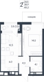 Двухкомнатная квартира в ЖД ЮГ на Беляева, 40,2 м², 6 882 240руб. Жилой дом ЮГ на Беляева