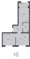 Двухкомнатная квартира в ЖД ЮГ на Беляева, 48 м², 8 702 400руб. Жилой дом ЮГ на Беляева