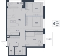 Четырехкомнатная квартира в ЖД ЮГ на Беляева, 66,1 м², 11 355 980руб. Жилой дом ЮГ на Беляева