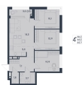 Четырехкомнатная квартира в ЖД ЮГ на Беляева, 65,7 м², 11 352 960руб. Жилой дом ЮГ на Беляева