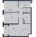 Трехкомнатная квартира в ЖД ЖД ЮГ на Беляева, 61,7 м², 10 421 130руб. 