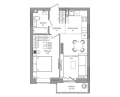 Двухкомнатная квартира в ЖД ВЕНТО (VENTO), 44,4 м², 8 501 000руб. Жилой дом ВЕНТО (VENTO)