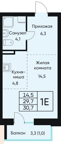 Планировка Студияая квартира в Жилой дом ВЕНТО (VENTO)