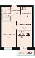 Двухкомнатная квартира в ЖД ЖД ВЕНТО (VENTO), 42,2 м², 8 427 000руб. 