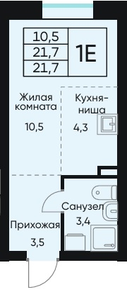 Планировка Студияая квартира в Жилой дом ВЕНТО (VENTO)