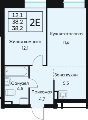 Двухкомнатная квартира в ЖД ВЕНТО (VENTO), 38,2 м², 7 545 000руб. Жилой дом ВЕНТО (VENTO)