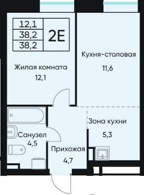 Планировка Двухкомнатная квартира в Жилой дом ВЕНТО (VENTO)