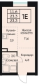 Студияая квартира в ЖД ВЕНТО (VENTO), 23,3 м², 4 925 000руб. Жилой дом ВЕНТО (VENTO)