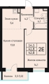 Двухкомнатная квартира в ЖД ЖД ВЕНТО (VENTO), 42,8 м², 8 236 000руб. 