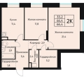 Двухкомнатная квартира в ЖД ЖД ВЕНТО (VENTO), 66,4 м², 11 776 000руб. 