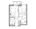 Двухкомнатная квартира в ЖД ВЕНТО (VENTO), 38,4 м², 7 629 000руб. Жилой дом ВЕНТО (VENTO)