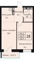 Двухкомнатная квартира в ЖД ЖД ВЕНТО (VENTO), 42,4 м², 8 466 000руб. 
